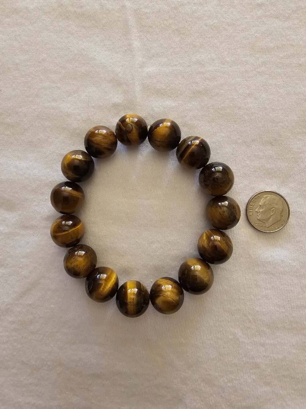 Natural Tiger eye Crystal Bracelet.  Stretchable cord.